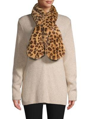 Echo Leopard-print Pull-through Faux Fur Scarf