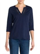 Olsen Three-quarter Ladder-trim Splitneck Tee