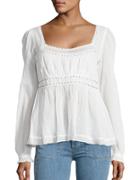 Free People Beaded Lace-trimmed Peasant Top