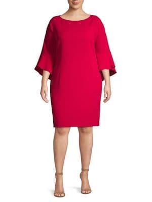 Tahari Arthur S. Levine Plus Scoop Neck Bell Sleeve Dress