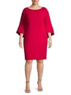 Tahari Arthur S. Levine Plus Scoop Neck Bell Sleeve Dress