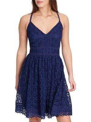 Guess Lace Halter Fit-and-flare Dress