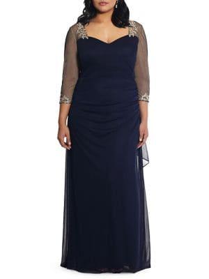 Xscape Plus Embellished Cocktail Gown