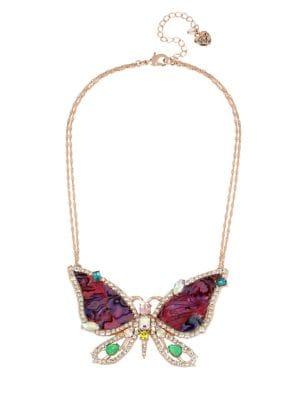 Betsey Johnson Paradise Lost Butterfly Crystal Pendant Necklace