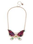 Betsey Johnson Paradise Lost Butterfly Crystal Pendant Necklace