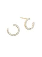 Adina Reyter 14k Yellow Gold & White Diamond Hoop Stud Earrings