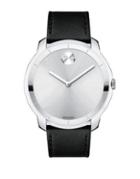 Movado Bold Large Crystal & Stainless Steel Leather-strap Watch