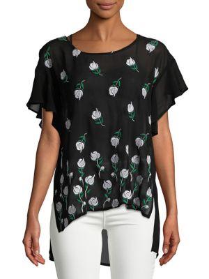 Plenty By Tracy Reese Flutter Sleeve Embroidered Tunic