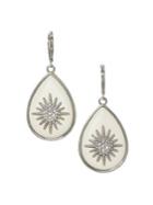 Vince Camuto Silvertone And Glass Stone Starburst Charm Drop Earrings