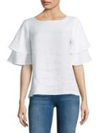 Lord & Taylor Plus Ruffled-sleeve Blouse