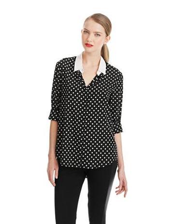 Dkny Long Sleeve Polka Dot Blouse
