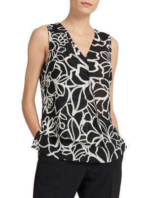 Donna Karan Sleeveless V-neck Printed Top