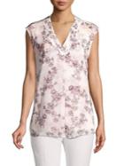 Calvin Klein Pleated V-neck Sleeveless Chiffon Top