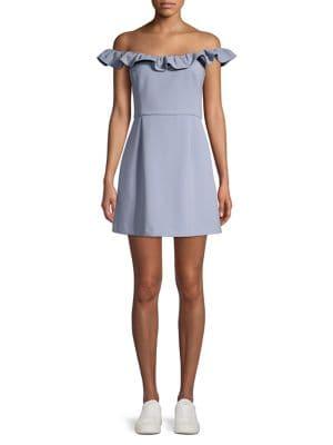French Connection Off-the-shoulder Ruffle Flounce Mini Dress