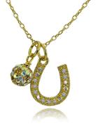 Lord & Taylor Horseshoe And Fireball Pendant Necklace