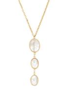 Lord & Taylor Mother Of Pearl And 14k Yellow Gold Triple Circle Drop Necklace