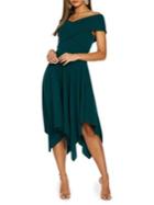 Quiz Off-the-shoulder Bardot Hanky-hem Dress