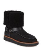 Coach Moto Suede & Dyed Shearling Boots