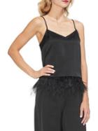 Vince Camuto Gilded Rose Feather-trimmed Cropped Camisole