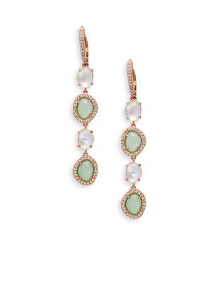 Nadri Isola Mother-of-pearl, Crystal And Silver Linear Earrings