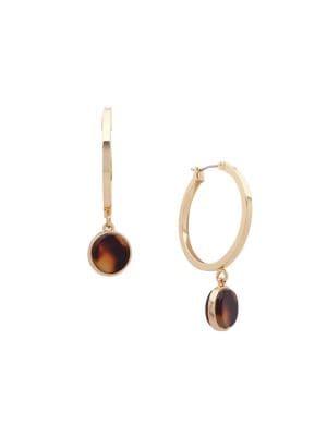 Lauren Ralph Lauren Goldtone Tortoise Shell Drop Hoop Earrings