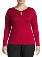 Lord & Taylor Plus Keyhole Long-sleeve Top