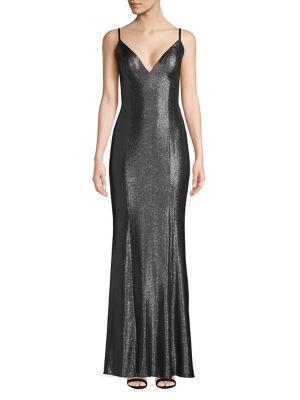 Aidan By Aidan Mattox Sleek Foil Dress