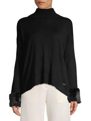 Ivanka Trump Faux-fur Cuff Sharkbite Turtleneck