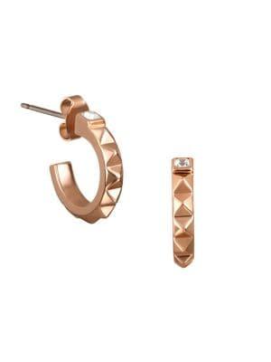 Karl Lagerfeld Essentials Small Pyramid Swarovski Crystals Hoop Earrings