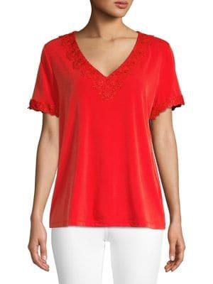 Karl Lagerfeld Paris Lace-trimmed V-neck