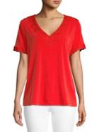 Karl Lagerfeld Paris Lace-trimmed V-neck