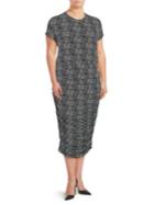 Vince Camuto Plus Jewelneck Printed Ruched Dress