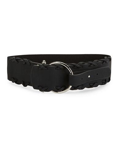 Steve Madden Faux Leather And Stretch Pull-through Ring Belt