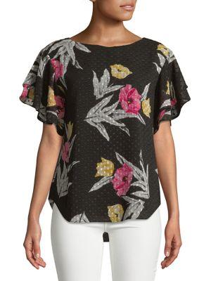 Imnyc Isaac Mizrahi Tiered Flutter Sleeve Blouse