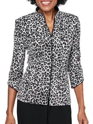 Alex Evenings Leopard Printed Zip Jacket