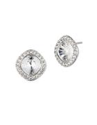 Givenchy Clear Stone Button Stud Earrings