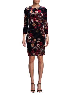Vince Camuto Floral Bodycon Velvet Dress