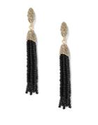 Vince Camuto Statement Tassels Crystal And Goldtone Seed Bead Fringe Drop Earrings