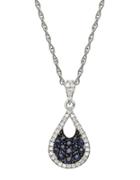 Lord & Taylor 14k White Gold Sapphire And Diamond Pendant