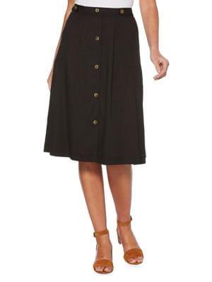 Rafaella Button Front Midi Skirt