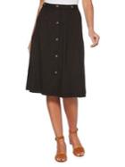 Rafaella Button Front Midi Skirt