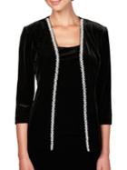 Alex Evenings Two-piece Velvet Tank Top & Faux Pearl-embellished Jacket Set