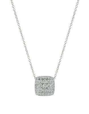 Morris & David 1.0 Tcw Diamond And 14k White Gold Square Pendant Necklace