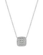 Morris & David 1.0 Tcw Diamond And 14k White Gold Square Pendant Necklace