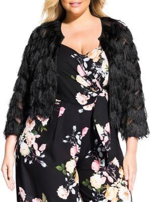 City Chic Plus Plus Fringe Fling Jacket