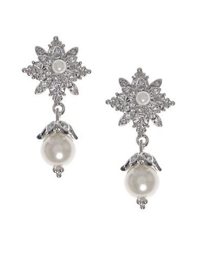 Marchesa Simulated Pearls And Brass Drop Earrings
