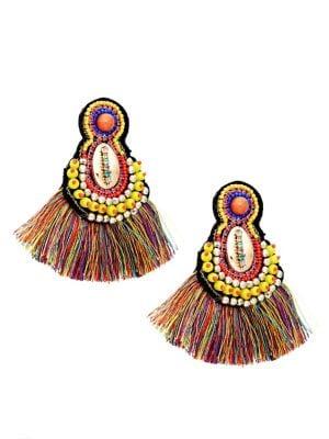 Design Lab Crystal Beaded Fringe Earrings