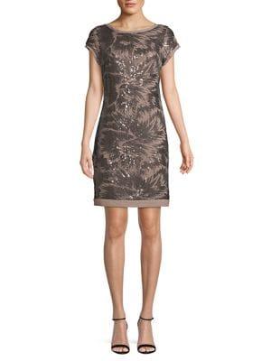 Vince Camuto Sequin Cap-sleeve Shift Dress