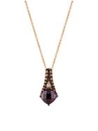 Le Vian Raspberry Rhodolite? Vanilla Diamonds, Chocolate Diamonds, 14k Strawberry Gold Pendant Necklace