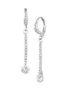 Givenchy Silvertone & Crystal Pave Linear Earrings